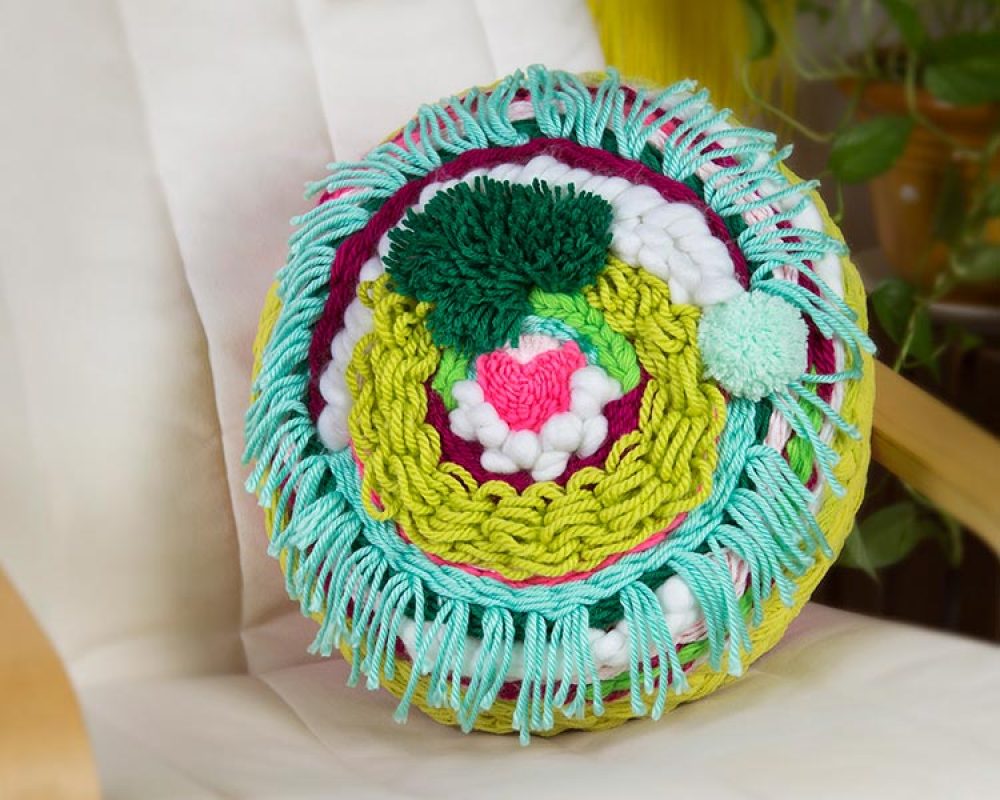 Colorful Puffy Handwoven Two-Sided Pillow