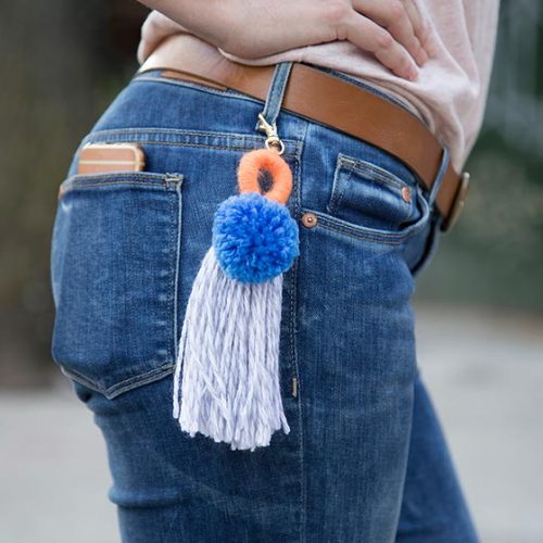 hand crafted pom pom tassel keychain