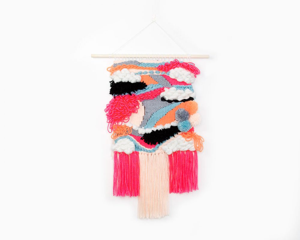 colorful abstract weaving wall hanging